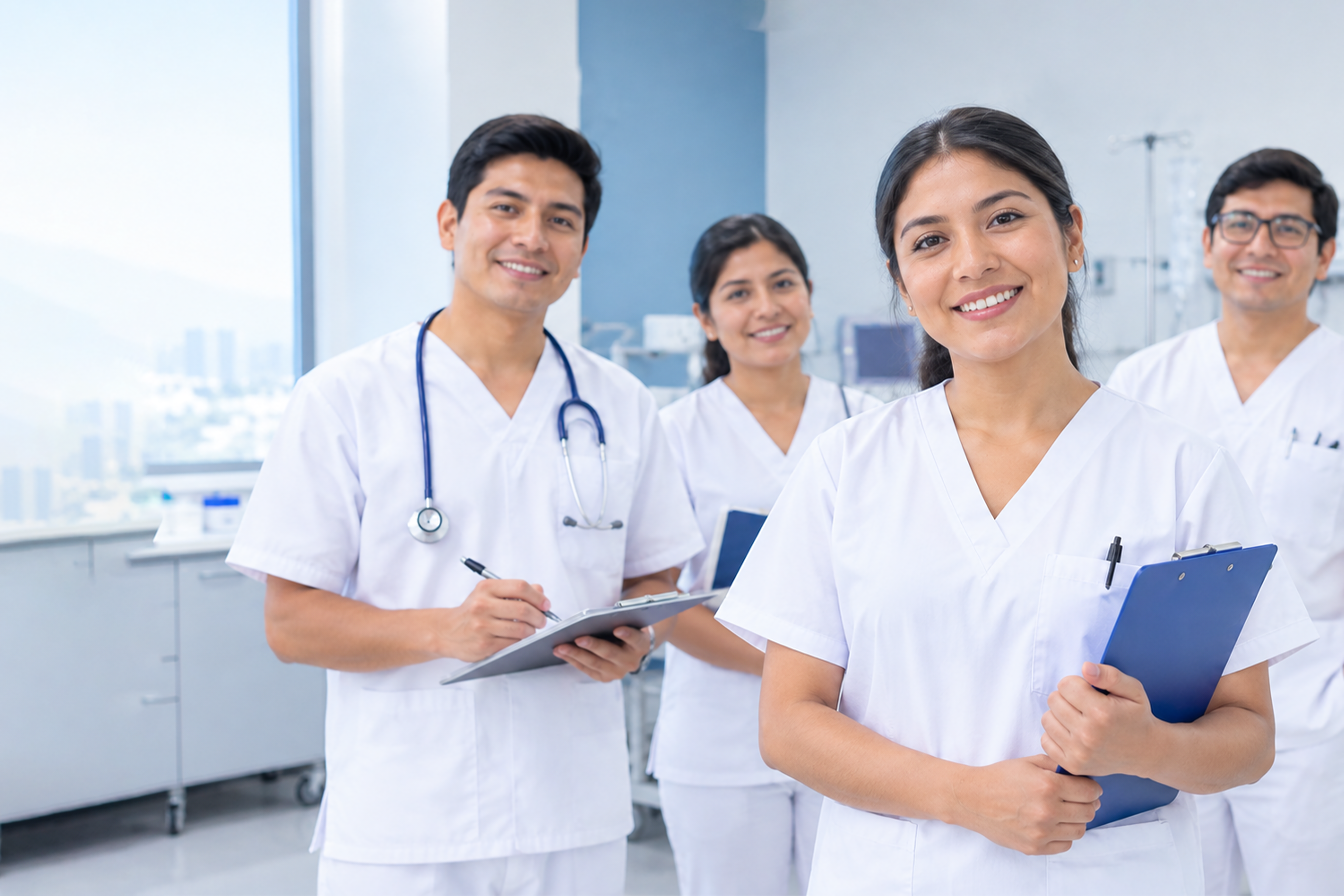 Practicantes de salud acompañados por médicos del Policlínico Mayolo